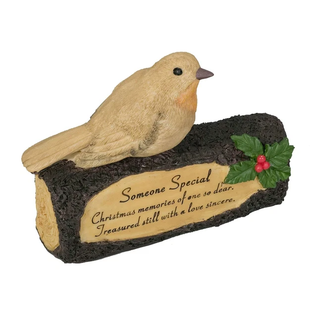 Robin / Log Christmas Memorial Decoration Ornament 17cm - Someone Special