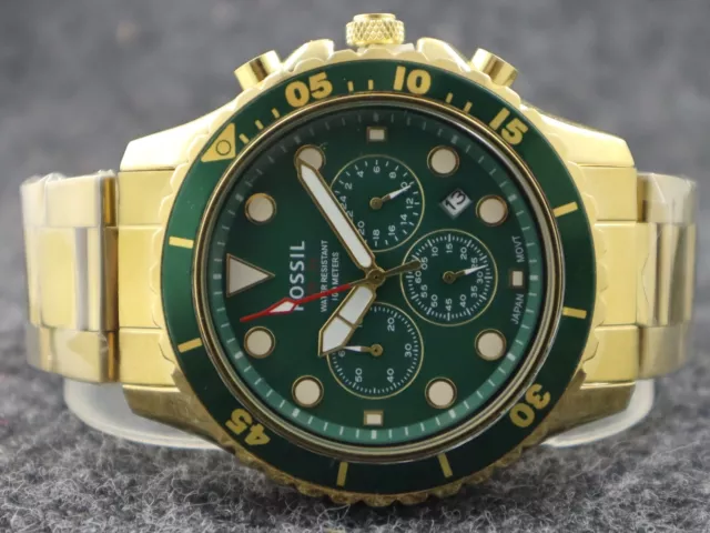 #RARE Fossil Chronograph Quartz Green Dial Analog Men's Wristwatch Free Shipping