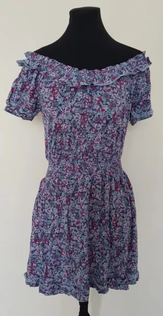 Ladies TOPSHOP BLUE FLORAL HOLIDAY BEACH DRESS BNWT UK 10 PARTY PRETTY CHRISTMAS