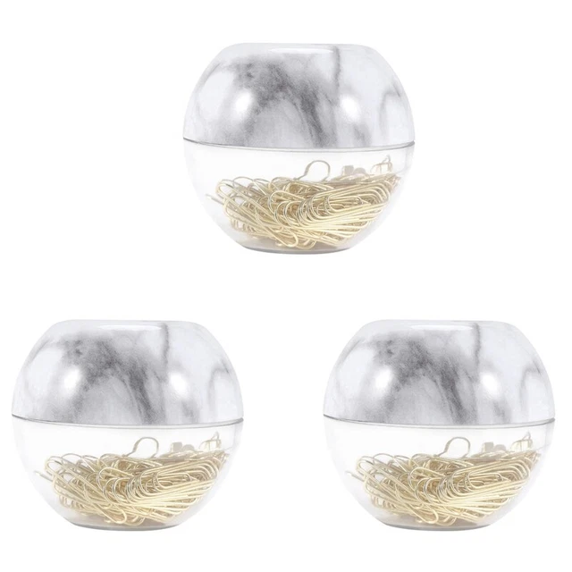 Gold  Clips in Elegant Magnetic Marble White Clip Holder, 28mm, 300 Clips peS5H9