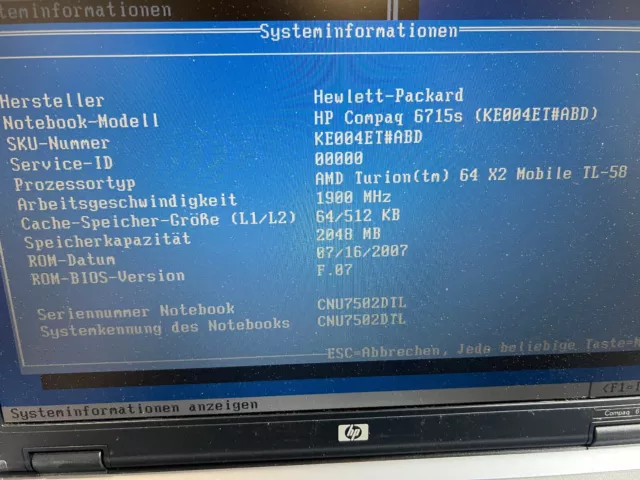 Laptop HP (Compaq) 6715S