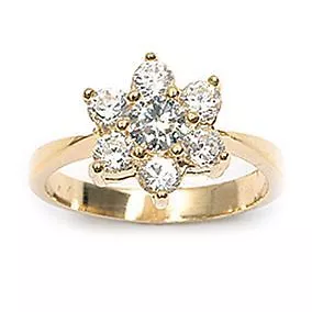 Dolly-Bijoux Bague T50 Fleur Marquise 10mm Diamant Cz Plaqué Or 18K MadeInFrance