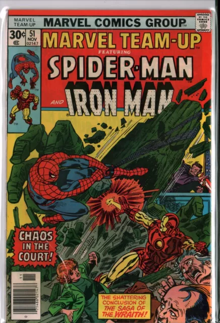 MARVEL TEAM-UP #51 Amazing SPIDER-MAN and IRON MAN (1974) Bronze Age NM (9.4)