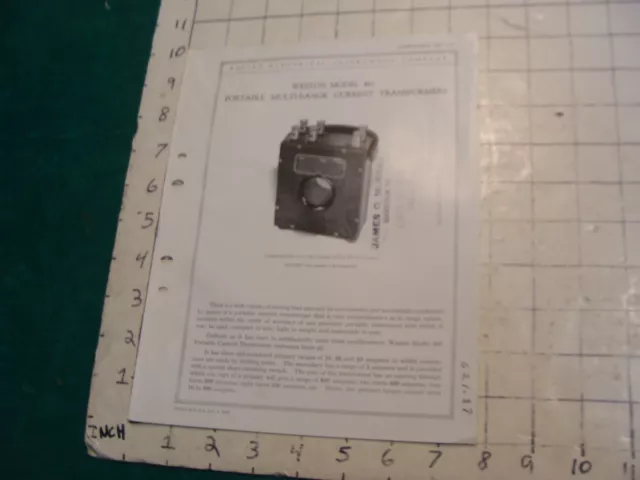 orig. 1922 WESTON Electric inst. bulletin: PORTABLE MULTI-RANGE CURRENT TRANSFOR