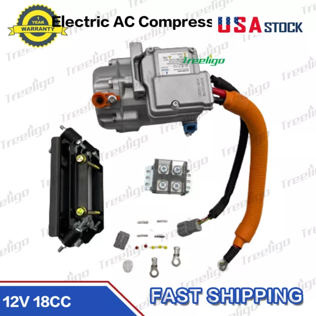 12V Electric AC Compressor Kit 18CC Air Conditioning Fits Car Truck Bus Boat