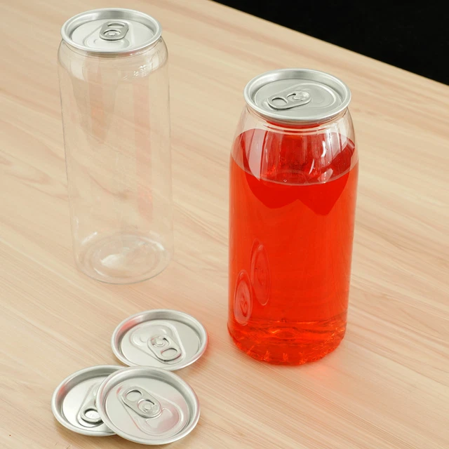 10 PLASTIC CANS Beverage Water Bottles Disposable Can Milk Tea Juice w