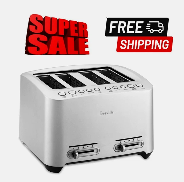 BREVILLE DIECAST 4SLICE Smart Toaster, Five PushButton Settings