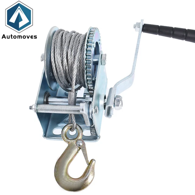 600 LBS HAND Winch Heavy Duty Steel Cable Crank Gear Winch ATV Boat