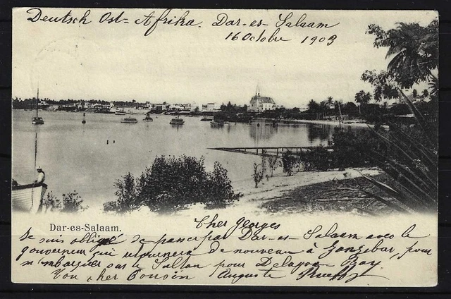 I158) AK Ansichtskarte DOA Deutsch Ostafrika Hafen Dar-Es-Salaam , gelaufen 1903