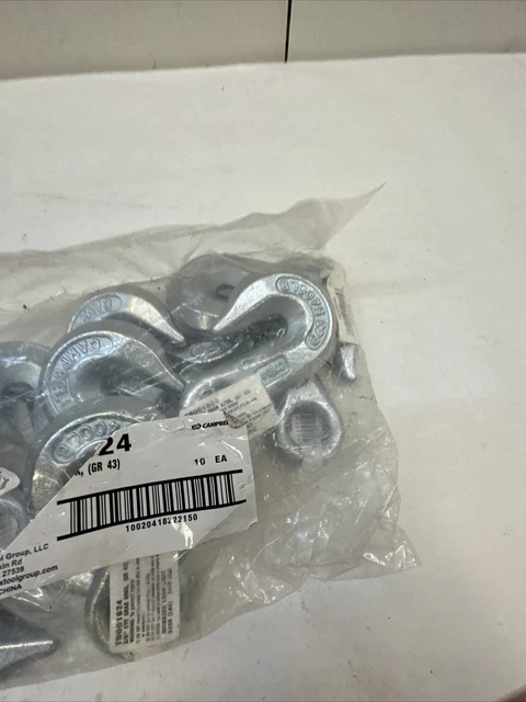 (10)-Forged Steel Zinc Plated 3/8" Grade 43 Eye Grab Hook T9001624 3