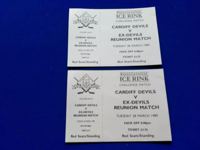 Cardiff Devils Ice Hockey, 1989 Two Unused Tickets Reunion Match