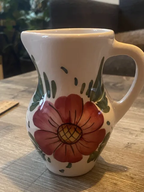 Hand Painted Floral Jug Studio Pottery