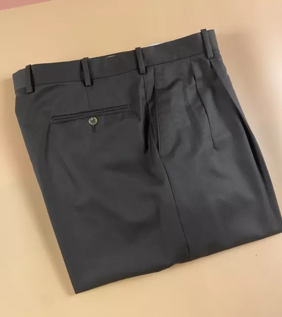 JB Britches | Men’s Wool  Winston Dark Brown Dress Pants | Size 35 X 30