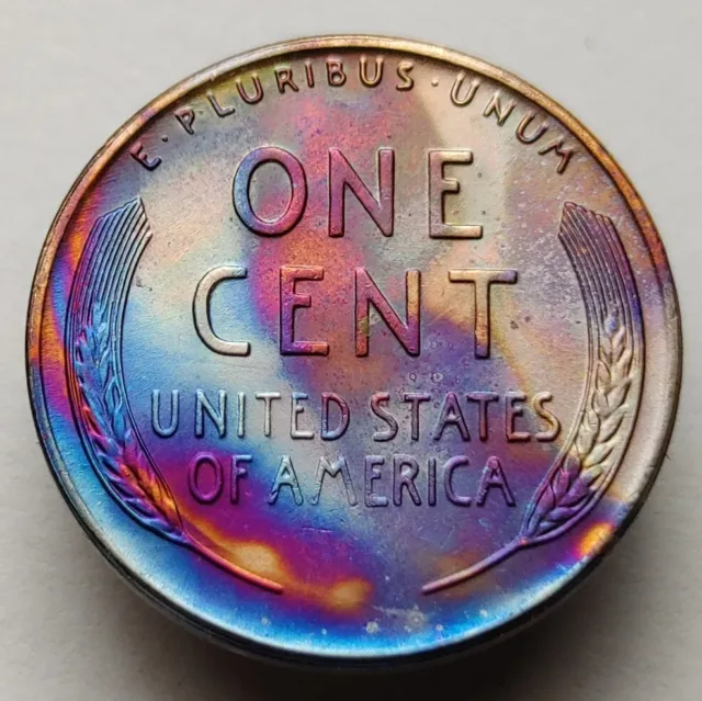 1956 D wheat cent monster toned unc us coin Lincoln wheat bu penny #73