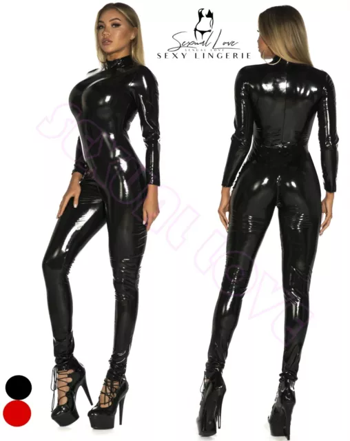 Tuta Catsuit Cavallo Aperto Aderente Clubwear Mistress Dominatrice Lucido Latex