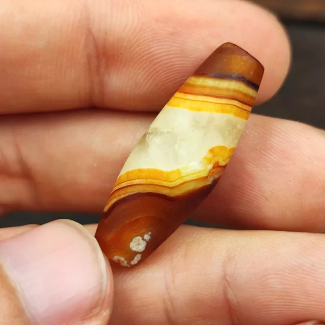 AA Antique Yemeni Old Crystal Agate Middle Eastern Red, yellow Agate Bead -5Y