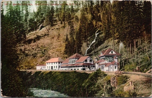 1910s SHASTA SPRINGS, California Postcard Southern Pacific Depot / Mitchell