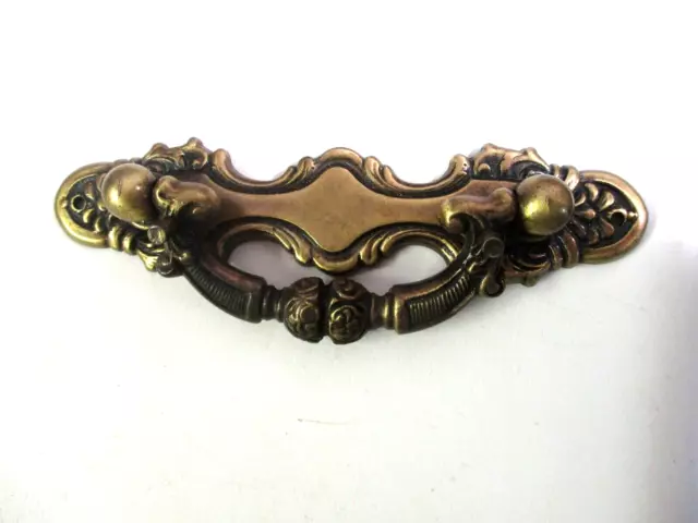 Ornate Fancy French Drawer Drop Bail Pull Handle Dark Satin Brass 2-1/2" Centers