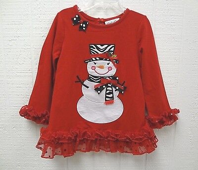 Emily Rose Girls Toddler Ruffle Christmas Dress SNOWMAN Holiday~Size 4~FREE SHIP