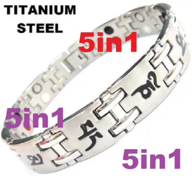 TITANIUM Magnetic GERMANIUM Energy Armband Power Bracelet JADE 5in1 45644