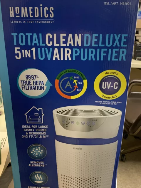 Homedics TotalClean Deluxe 5-in-1 Tower Air Purifier Extra Large Room