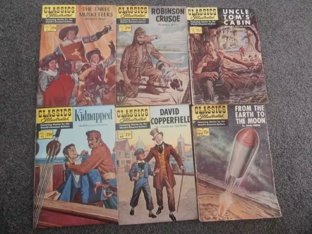 Classics Illustrated x 6 copies. No,s 1, 10, 15, 46, 48, 105.