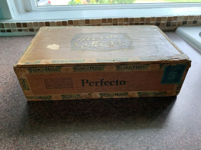 Vintage Wooden Cigar Box Flor De Moss Factory 1366 Pennsylvania Perfecto