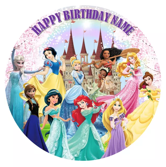 Disney Princess Edible Cake Topper 19cm Pre cut Round Image Birthday Party