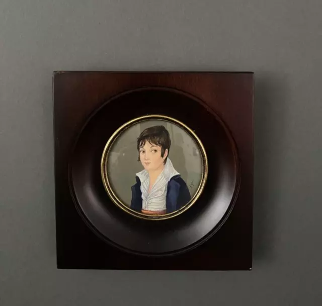 Miniature Almaric portrait de jeune homme milieu XXe A6476