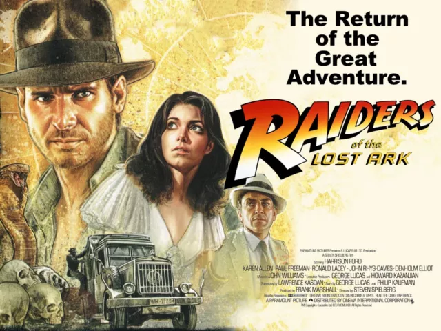 RAIDERS OF THE LOST ARK 1981 quad poster print 30x40"  INDIANA  JONES FREE P&P