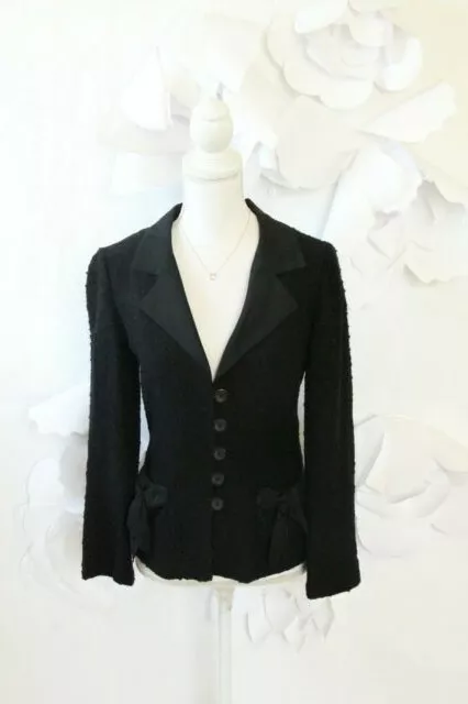 Nanette Lepore Tweed Blazer Jacket Women's L Black Wool Blend Career