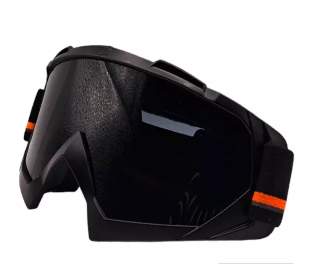 Mascherina Maschera Occhiali Da Cross Motocross Nero Opaco Lente Fumè Nera