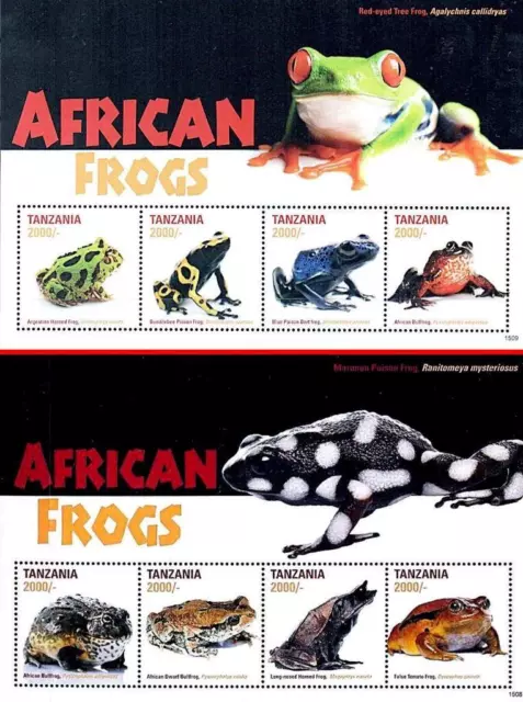 Tanzania 2016 Frogs 2 M/S Sc#2775-76 Mnh Animals, Amphibians