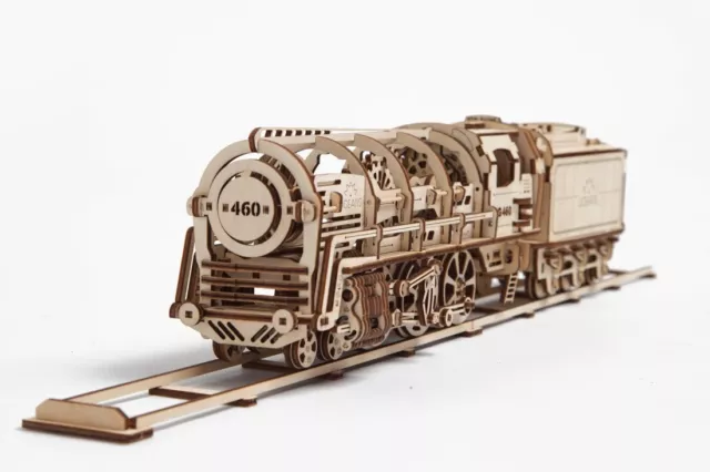 UGEARS - Mechanical Wooden Models - Steam Locomotive with Tender mechanical mode