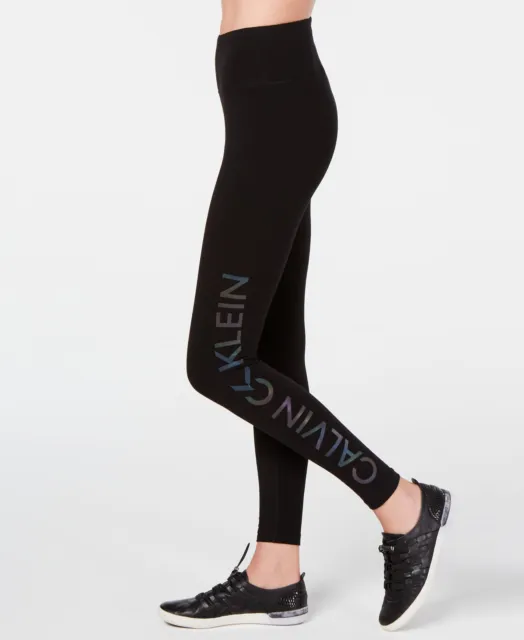 Calvin Klein High Waist Leggings Ladies Black Logo Microfibre Footless  Legging 