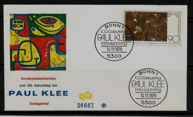 BRD FDC MiNr 1029 (1) "100. Geburtstag von Paul Klee" -Malerei-Kunst-Grafiker-