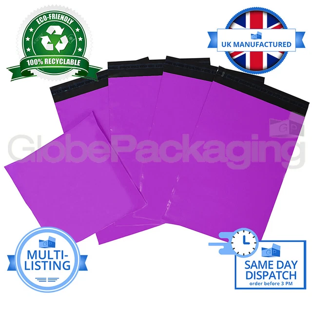 500 Purple Mailing Bags 12x16 Inches - Self-Seal Plastic Postal Mailers, Waterproof, For Shipping & Storage
