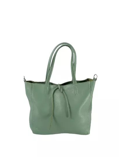 Shopper Umhängetasche Schultertasche Handtasche Echt Leder Italy Mint Damen