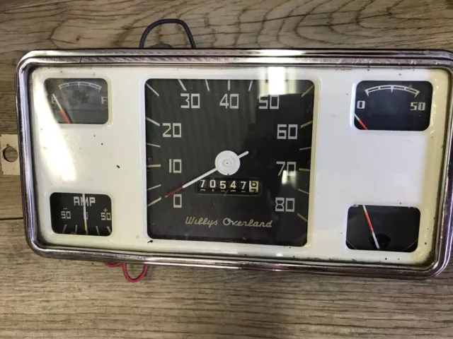 1949? Willys Overland Used Oem Factory Speedometer & Gauge Cluster C&G 1949? Willys Overland Used Oem Factory Speedometer & Gauge Cluster C&G