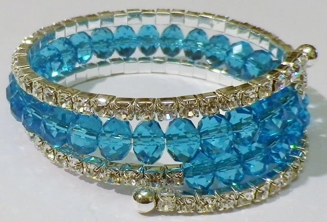 Bracelet Vintage Tortillon 4 Rangs Perles Cristal Rubis Facetté - Occasion, Voir Fiche