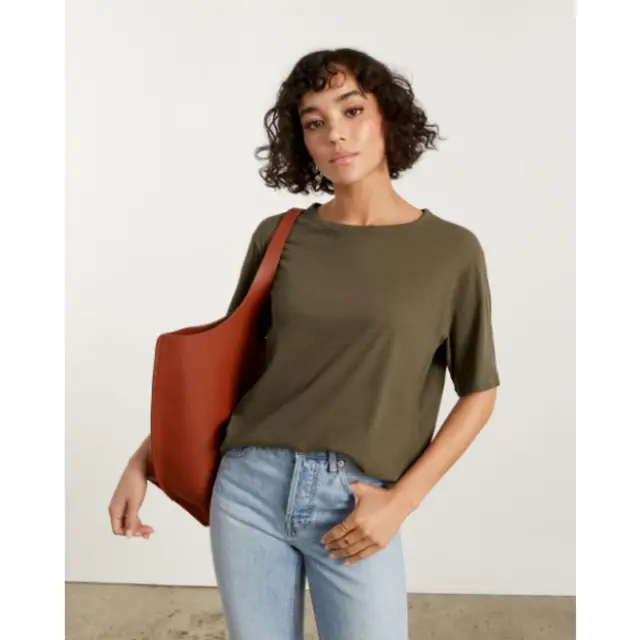 Everlane Olive Green Short Sleeve Boxy T-Shirt S NWT