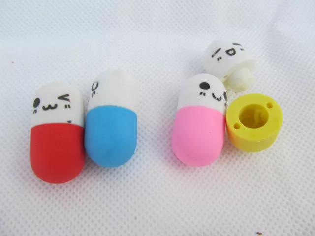 Set Of 4 Novelty Iwako Style Pills Tablet Medicine Puzzle Rubber Erasers Uk Sell