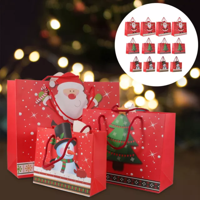 12 pz sacchetto di Natale carta rossa in carta kraft sacchetto regalo