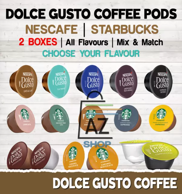 Nescafe Dolce Gusto OR STARBUCKS Coffee Pods Capsules CHOOSE FLAVOUR (2 BOXES)