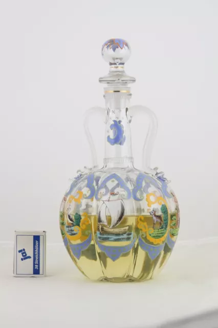 Antike Karaffe aus Glas Dekanter Weinkaraffe - Jugendstil Art Nouveau um 1900 2