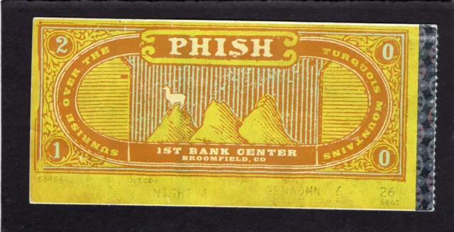 Original 2010 Phish concert ticket stub Broomfield Colorado Trey Anastasio