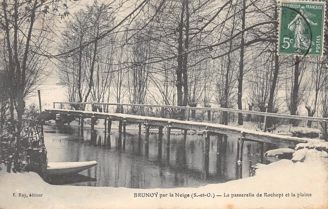 91-BRUNOY-La passerelle de Rochopt par la neige-N 6003-A/0305