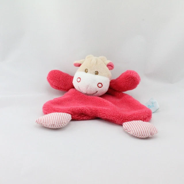 Doudou plat vache beige rose rayé BABY NAT - 18627
