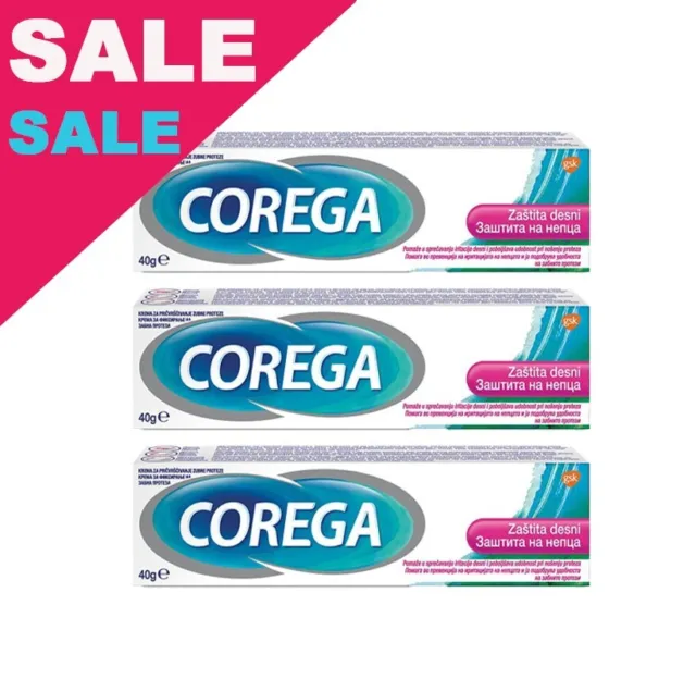 Corega Gum Protection Denture Adhesive Cream Strong Hold All Day 3 x 40g