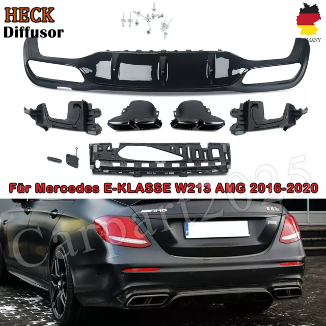 Für Mercedes E-Klasse W213 S213 AMG E63 Lool Doppel-Auspuff Heckdiffusor Glanz